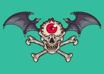 Skull Cyclop wings t-shirt design png