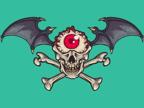 Skull cyclop wings t-shirt design png