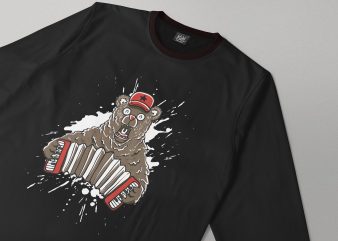 bear playing accordion music buy t shirt design artwork