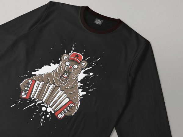 Bear playing accordion music buy t shirt design artwork
