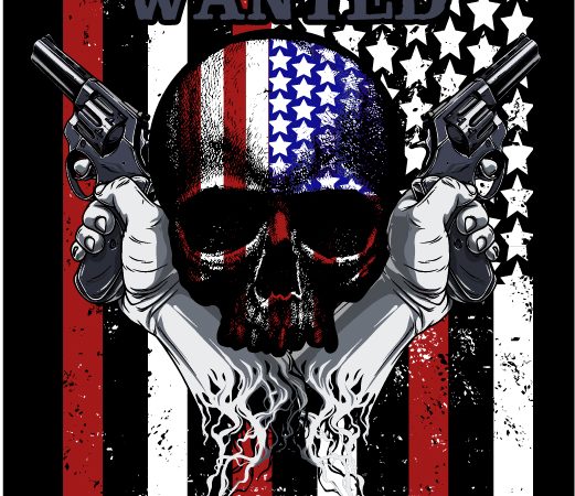 American skull t shirt design for download