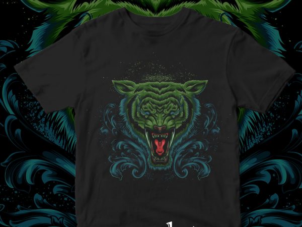 Angry tiger vintage design for t shirt