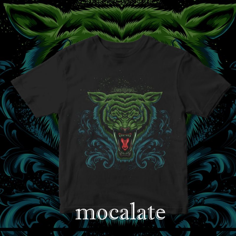 angry tiger vintage design for t shirt commercial use t shirt designs