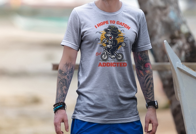 I hope to catch, cat addicted Vector t shirt design