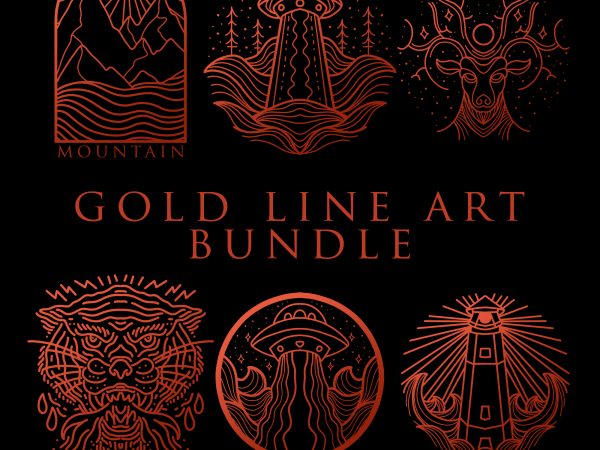gold line art bundle tshirt design