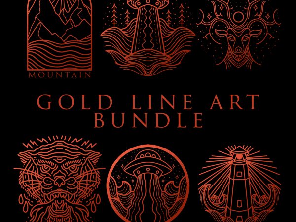 Gold line art bundle tshirt design