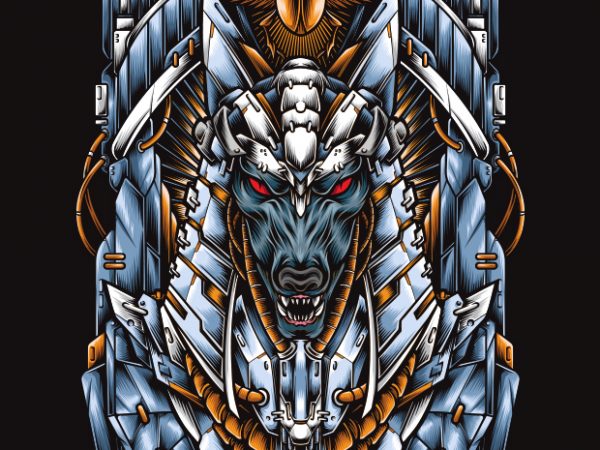 Mecha anubis t-shirt design for commercial use