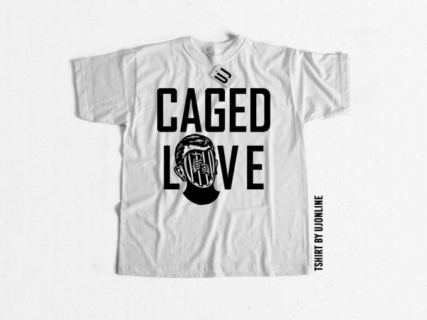 Caged love skull t-shirt design for sale