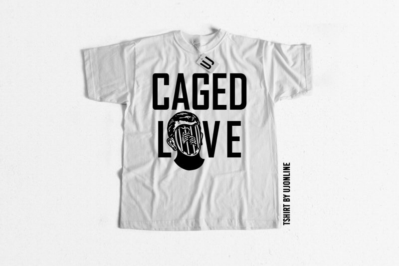 CAGED LOVE SKULL t-shirt design for sale