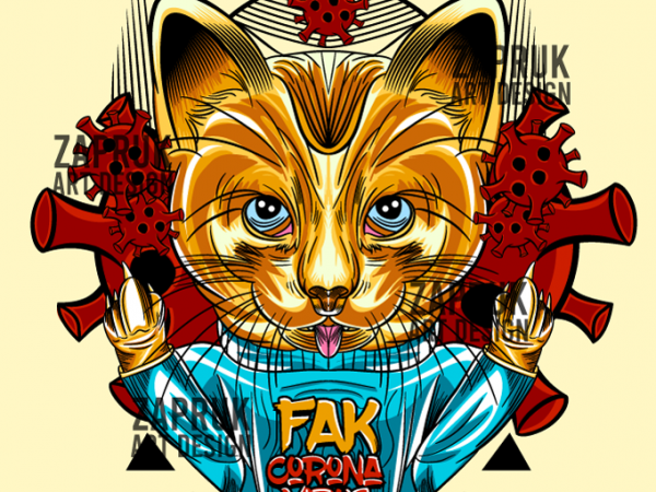 [vector] cat fak corona virus – original artwork t-shirt design for sale
