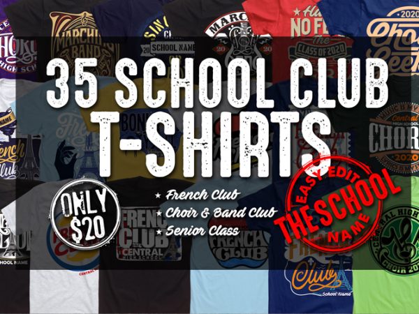 School club t-shirt bundle design for t shirt