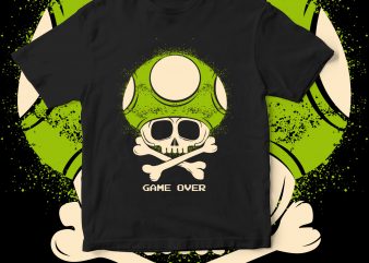 game over mario commercial use t-shirt design