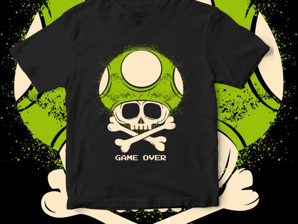 Game over mario commercial use t-shirt design
