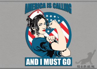 America Calling Nurse t shirt design for purchase