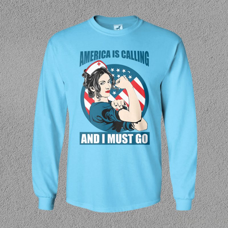 America Calling Nurse t shirt design for purchase