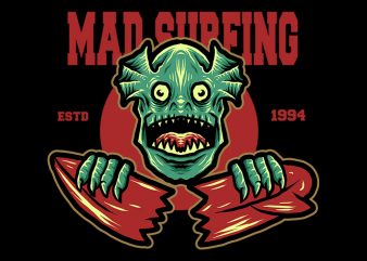 mad surfing tshirt design