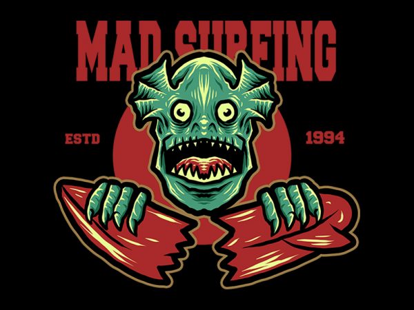 Mad surfing tshirt design