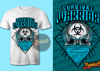 2 Design Artwork Survival Warrior Skull – print ready t shirt design