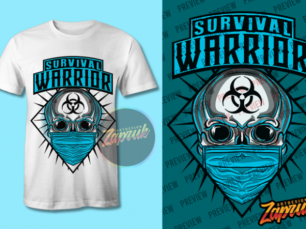 2 design artwork survival warrior skull – print ready t shirt design