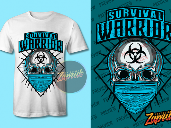 2 design artwork survival warrior skull – print ready t shirt design 2 design artwork survival warrior skull – print ready t shirt design