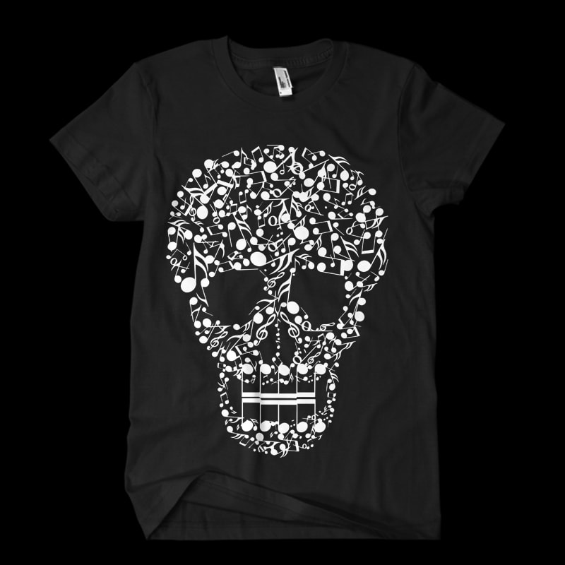 music skull ready made tshirt design