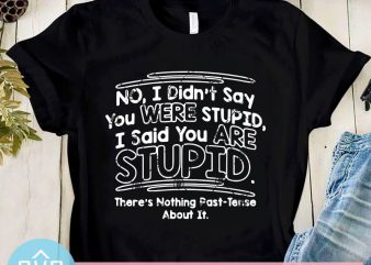 No I Didn’t Say You Were Stupid I Said You Are Stupid There’s Nothing Past-Tense About It SVG, Funny Quote SVG buy t shirt design