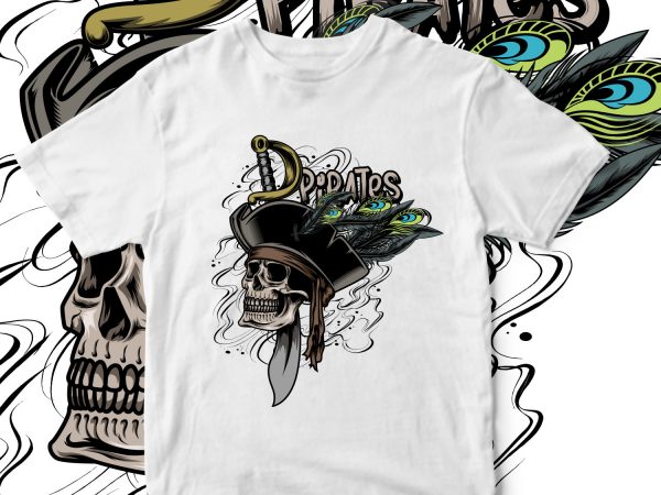 Pirates skull ready made tshirt design