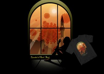 quarantine at home alone print ready t shirt design