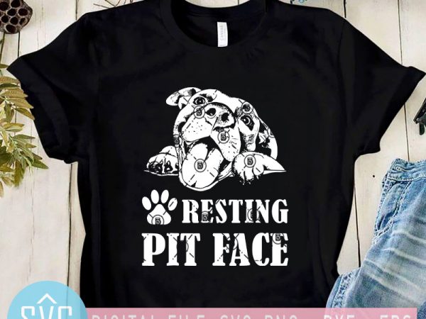 Resting pit face svg, pitbull svg, dog svg, animals svg, pet svg t-shirt design png