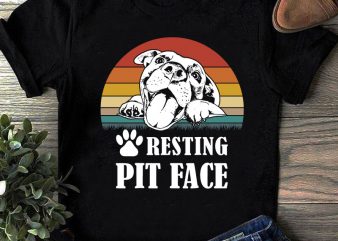 Resting Pit Face Vintage SVG, Pitbull SVG, Dog SVG, Animals SVG, Vintage SVG design for t shirt
