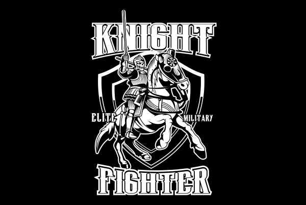 Skull knight black and white t shirt design
