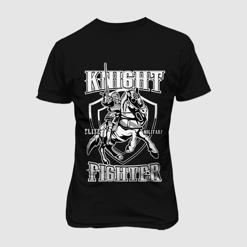 skull knight black and white t shirt design