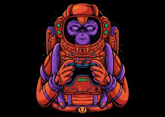 Space monkey gamer graphic t-shirt design