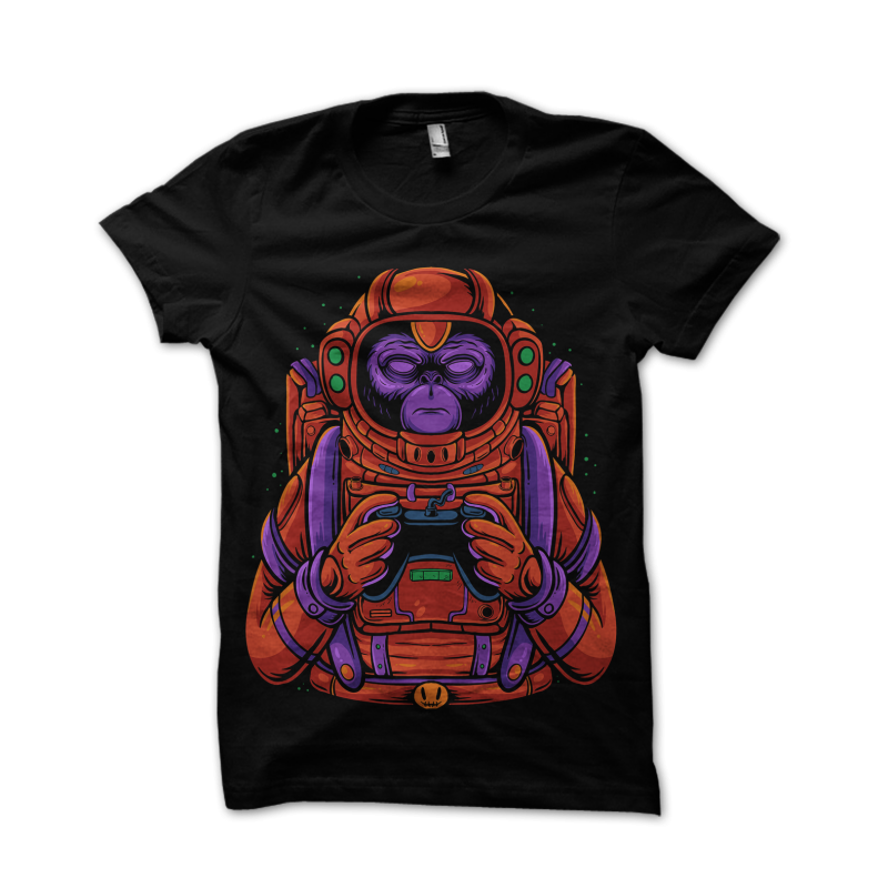 Space monkey gamer graphic t-shirt design