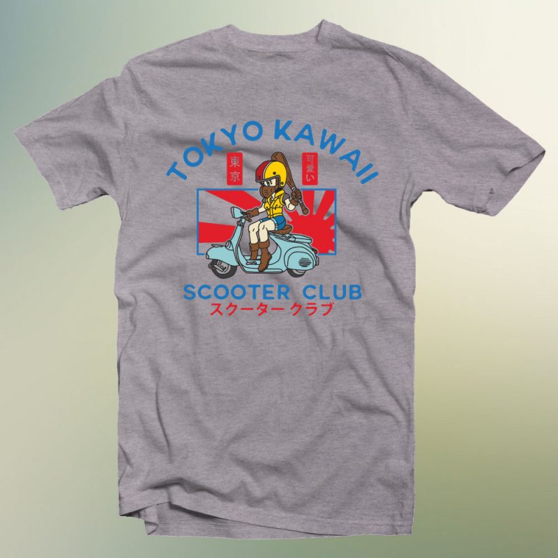 tokyo kawaii scooter club t shirt design for download