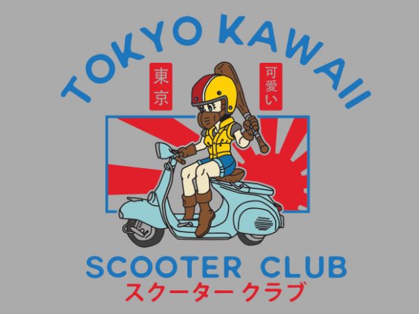 Tokyo kawaii scooter club t shirt design for download