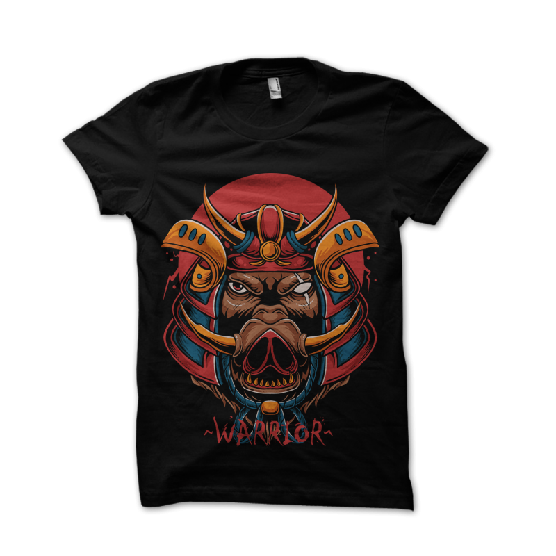 samurai boar shirt design png