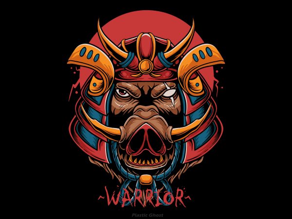 Samurai boar shirt design png Samurai boar shirt design png