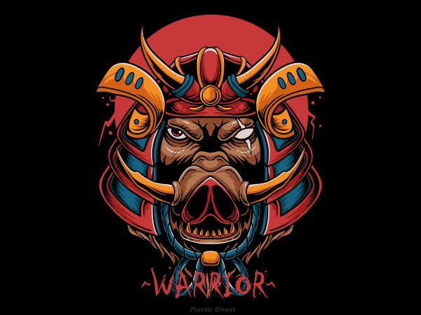 Samurai boar shirt design png