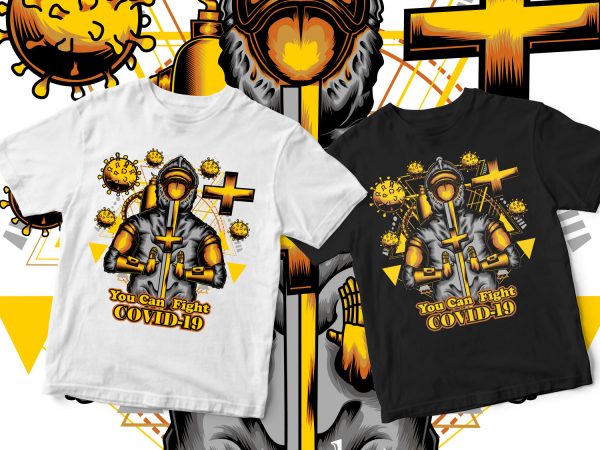 Coronavirus design you can fight covid-19 t-shirt design for commercial use Coronavirus design you can fight covid-19 t-shirt design for commercial use
