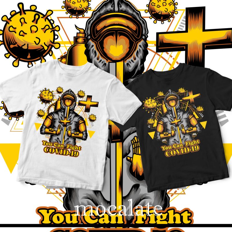coronavirus design you can fight covid-19 t-shirt design for commercial use