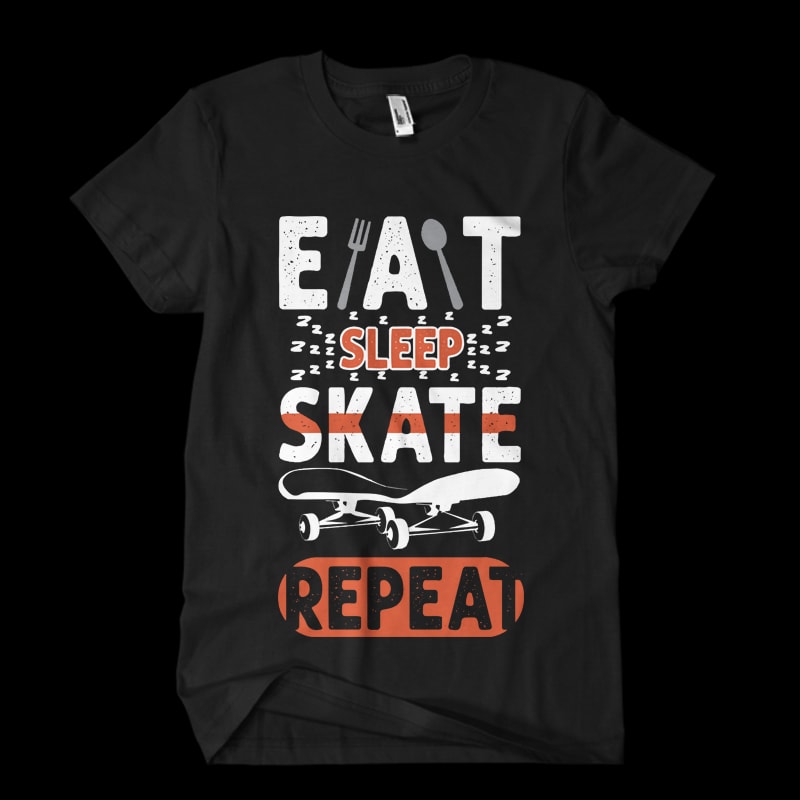 eat sleep skate t-shirt design for commercial use
