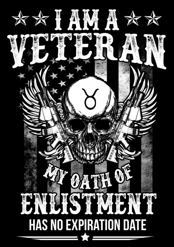 Skull veteran army and military tshirt design psd editable text layer