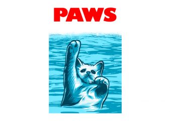 Cat Funny Paws, Jaws Parody shirt design png commercial use t-shirt design