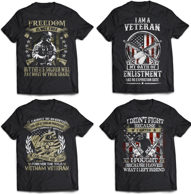 BIG BUNDLE 106 tshirt designs Veteran, Army, Military, skull, Nurse, and Dog PSD file EDITABLE Text and layer t shirt bundles
