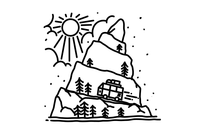 Holiday Van Car Line art Monoline t shirt design template