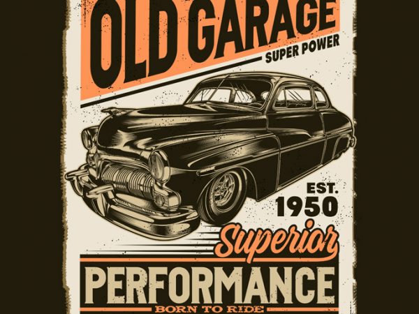 Old garage t shirt design for purchase