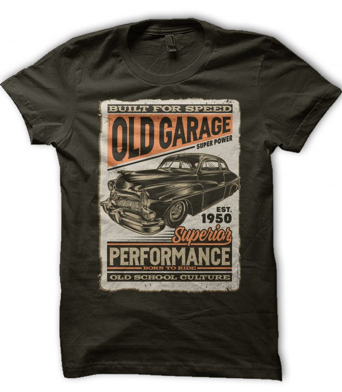 Old Garage t shirt design for purchase