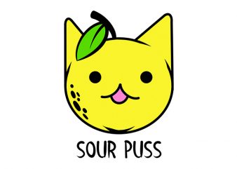 Cat Funny Sour Puss print ready t shirt design