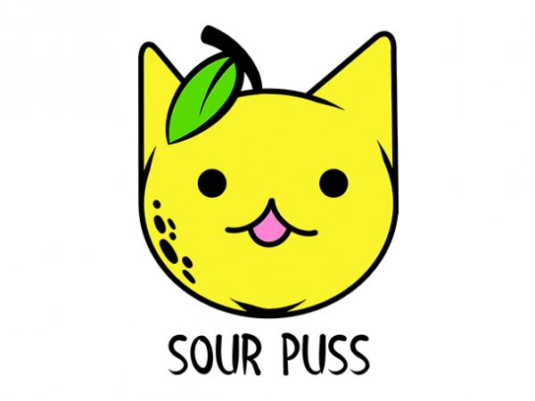 Cat funny sour puss print ready t shirt design